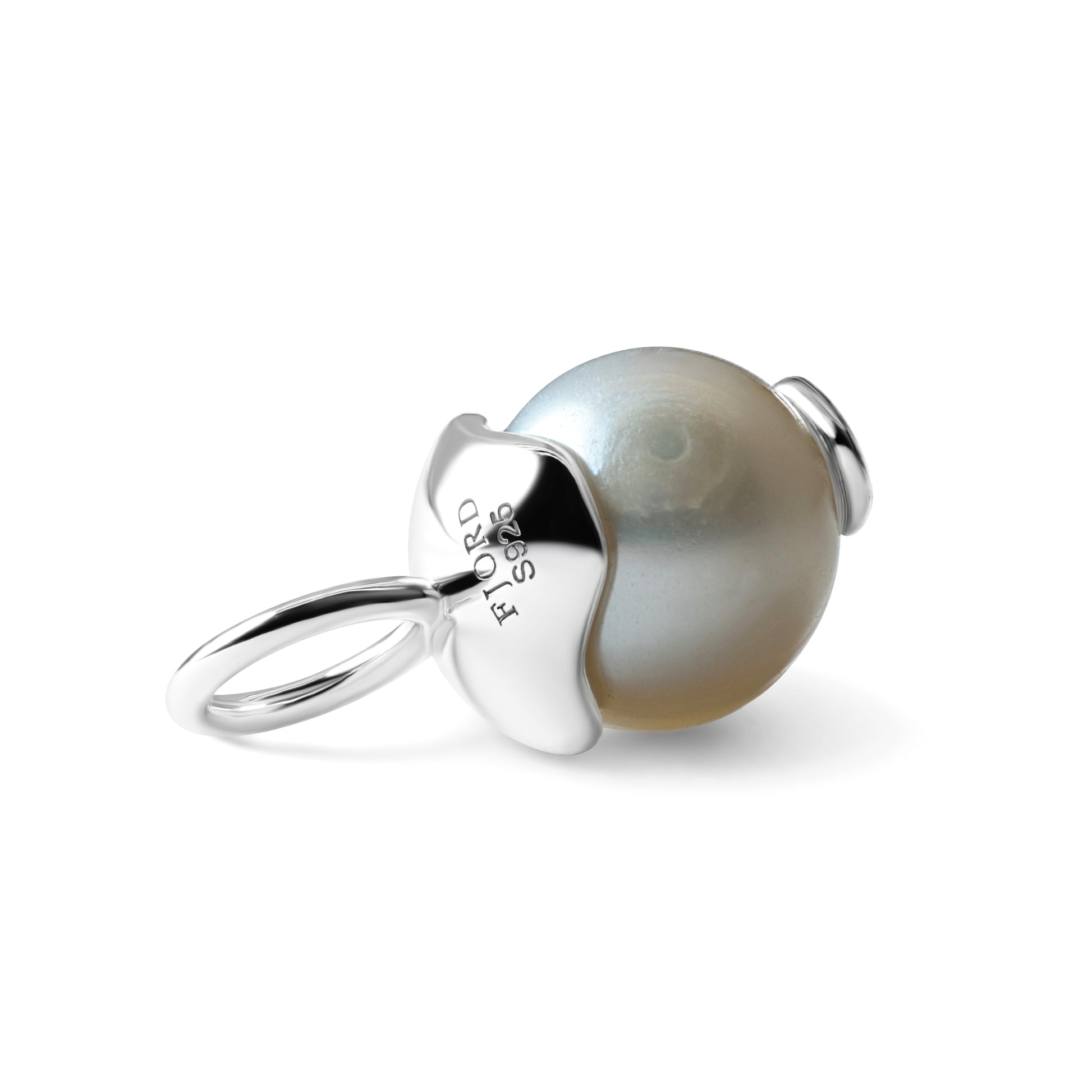 Single Signature Freshwater Potato Pearl Charm | Rhodium-Plated Sterling Silver