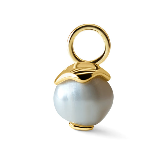 Single Signature Freshwater Potato Pearl Charm | 14K Gold Vermeil over Sterling Silver