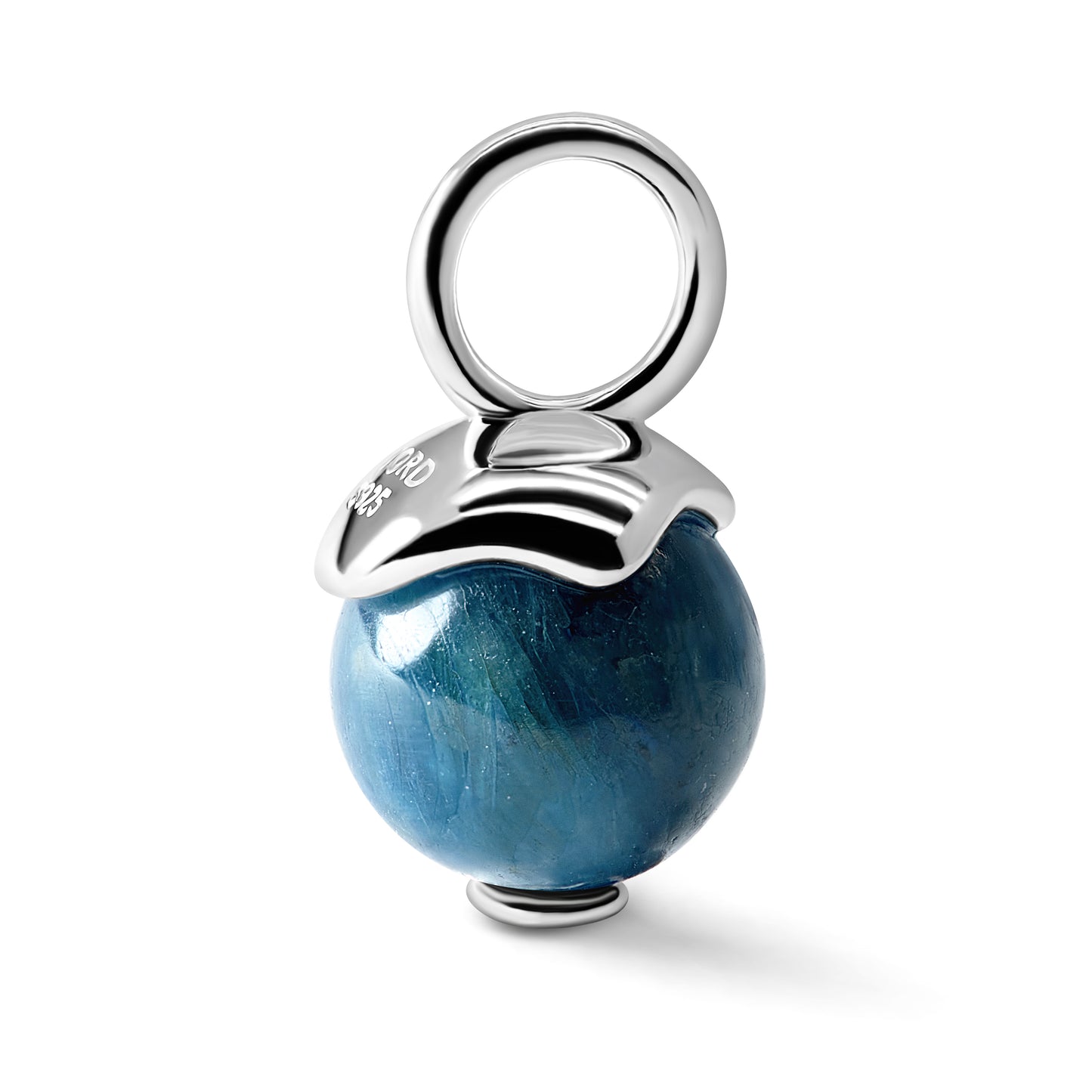 Single Signature Kyanite Charm | Rhodium-Plated Sterling Silver