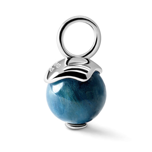 Single Signature Kyanite Charm | Rhodium-Plated Sterling Silver