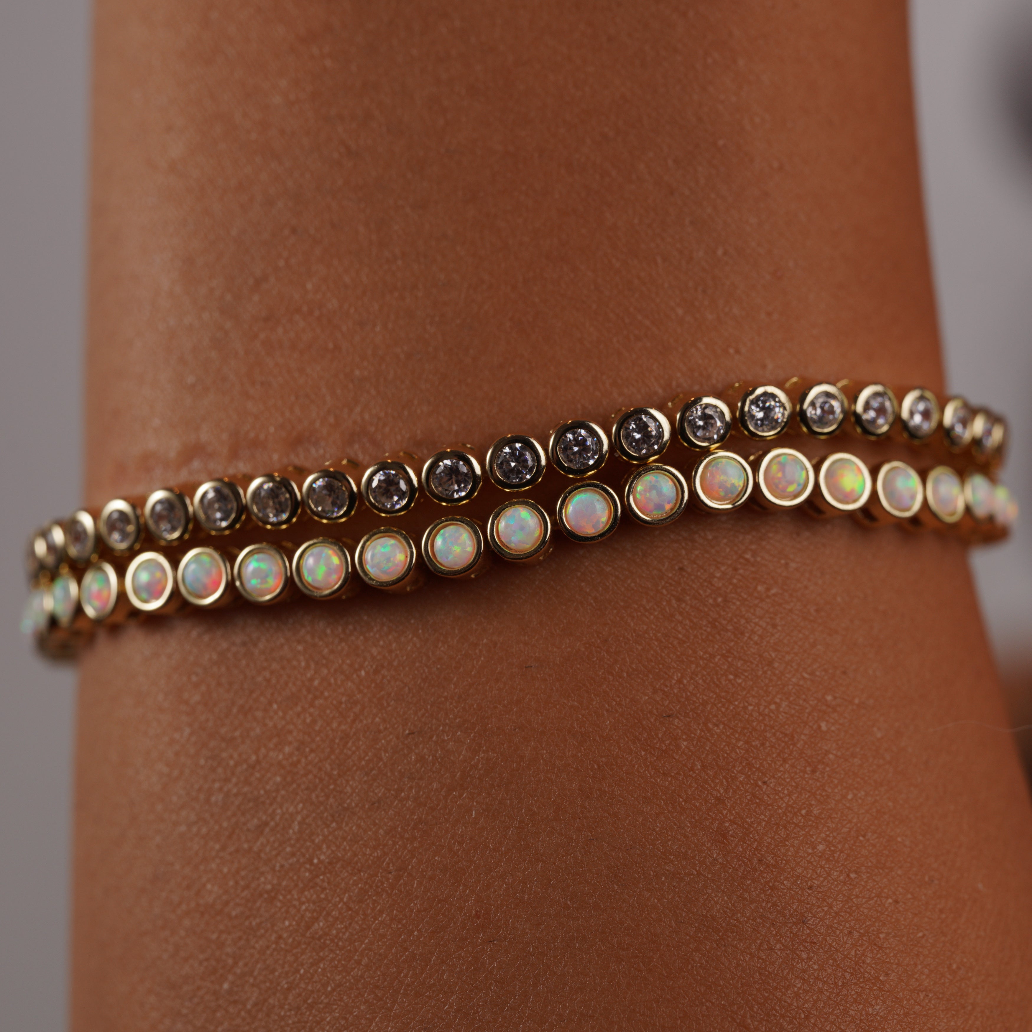Opal Tennis Bracelet | Lab-Created Opal in 14K Gold Vermeil over
