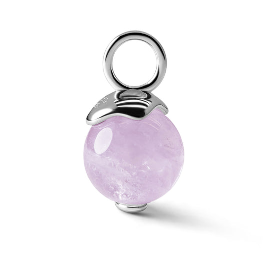 Single Signature Lavender Amethyst Charm | Rhodium-Plated Sterling Silver
