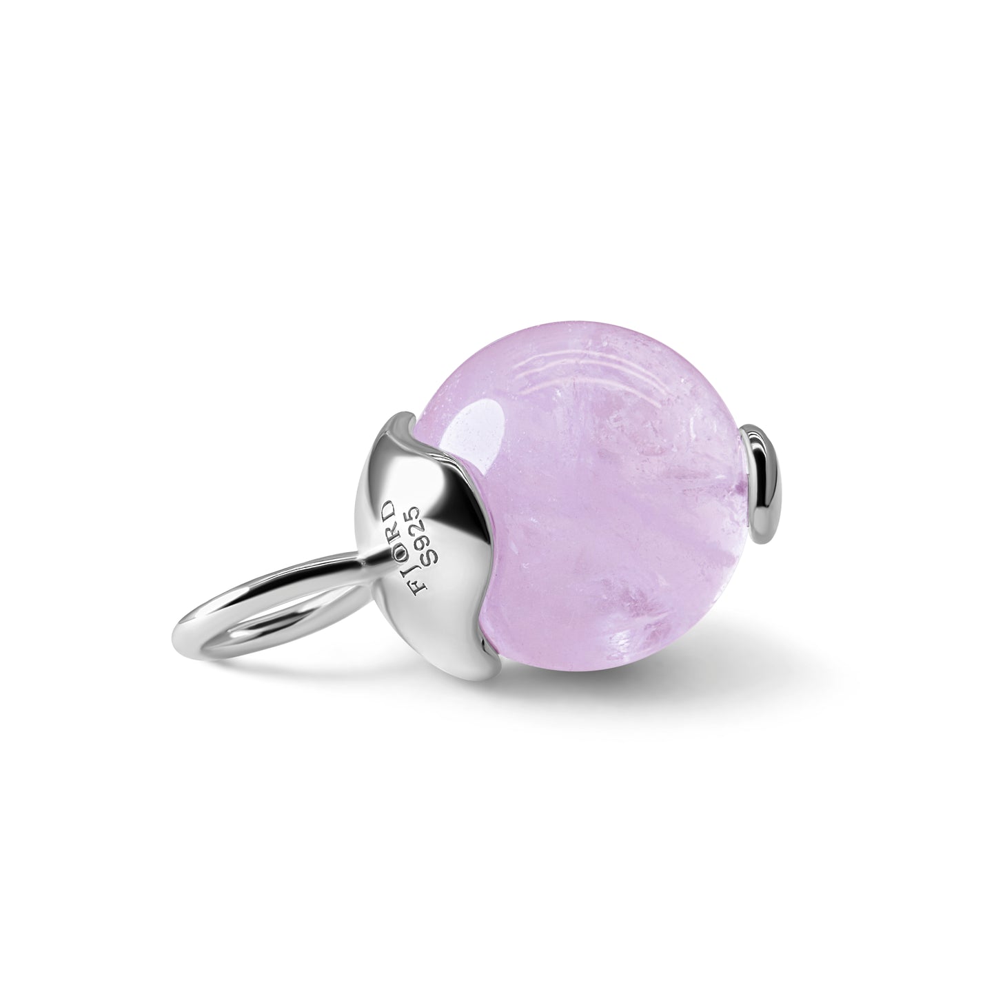 Single Signature Lavender Amethyst Charm | Rhodium-Plated Sterling Silver
