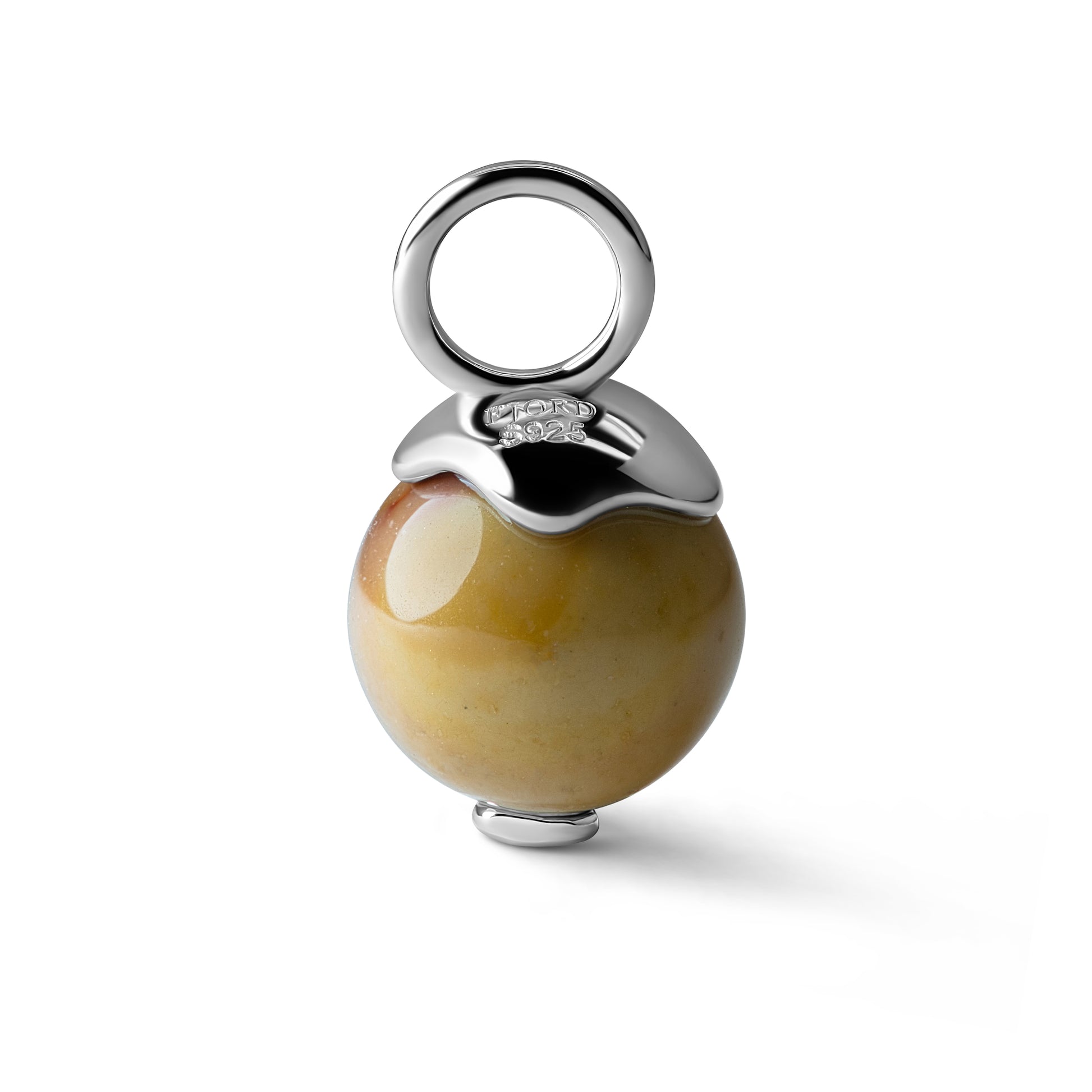 Single Signature Mookaite Charm | Rhodium-Plated Sterling Silver