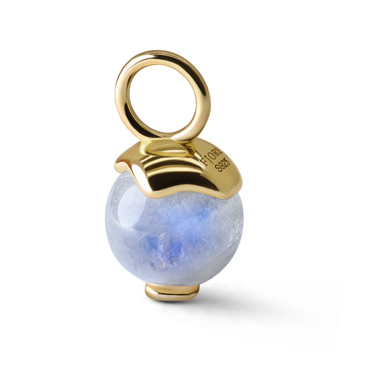 Single Signature Moonstone Charm | 14K Gold Vermeil over Sterling Silver