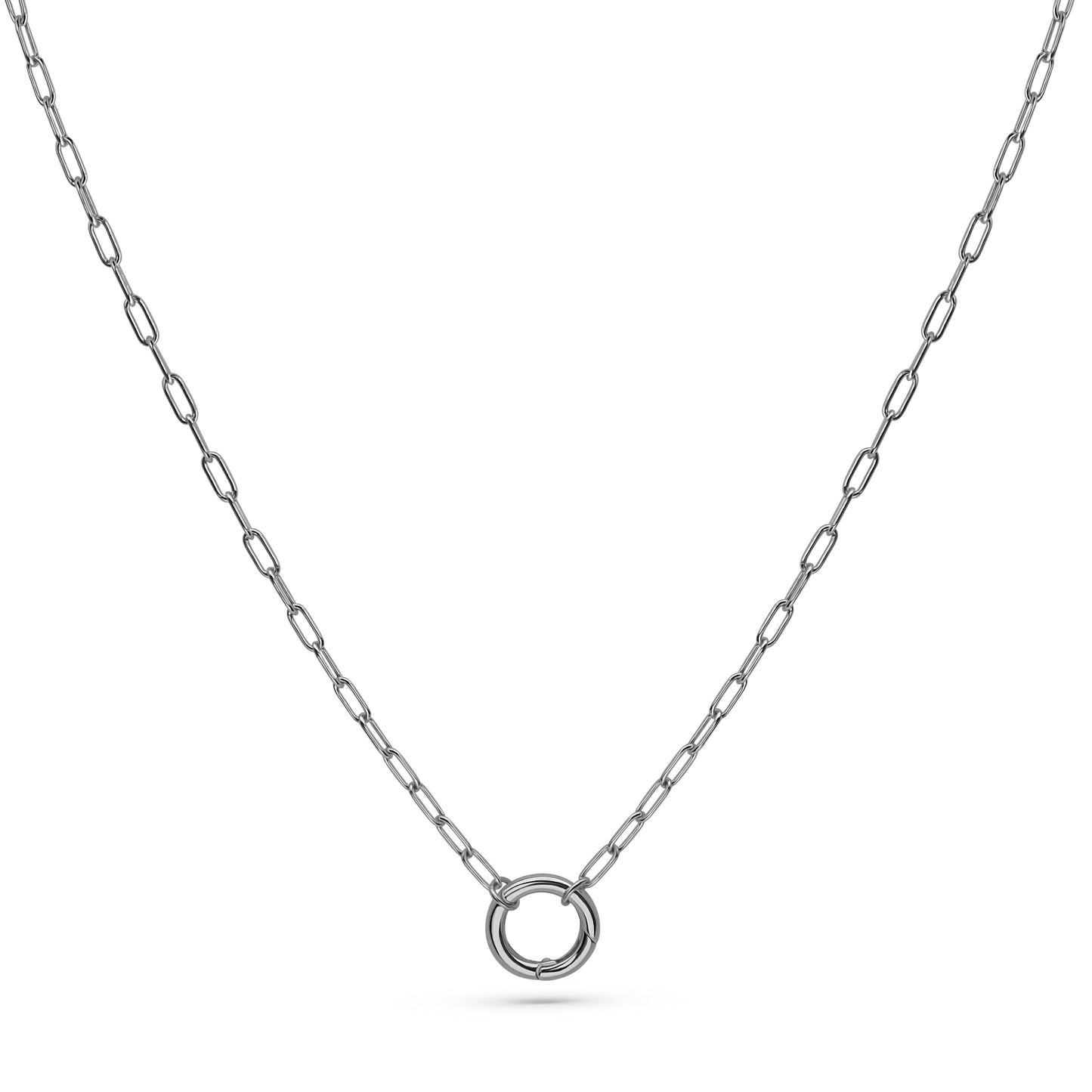 Paperclip Link Necklace Rhodium-Plated Sterling Silver