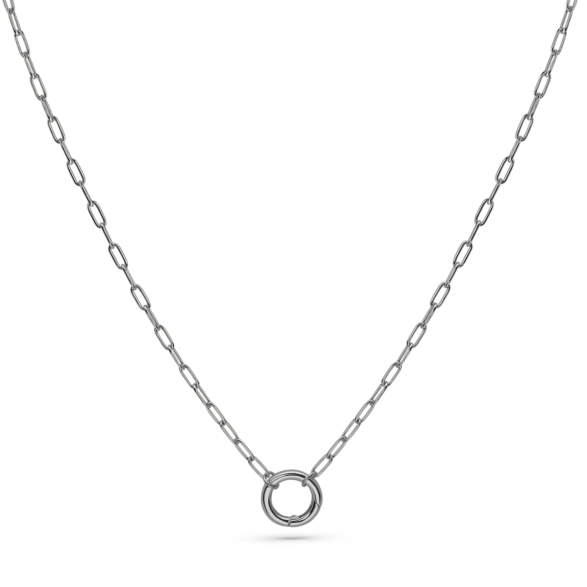 Paperclip Link Necklace Rhodium-Plated Sterling Silver