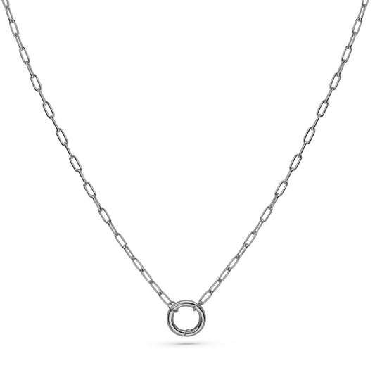 Paperclip Link Necklace Rhodium-Plated Sterling Silver