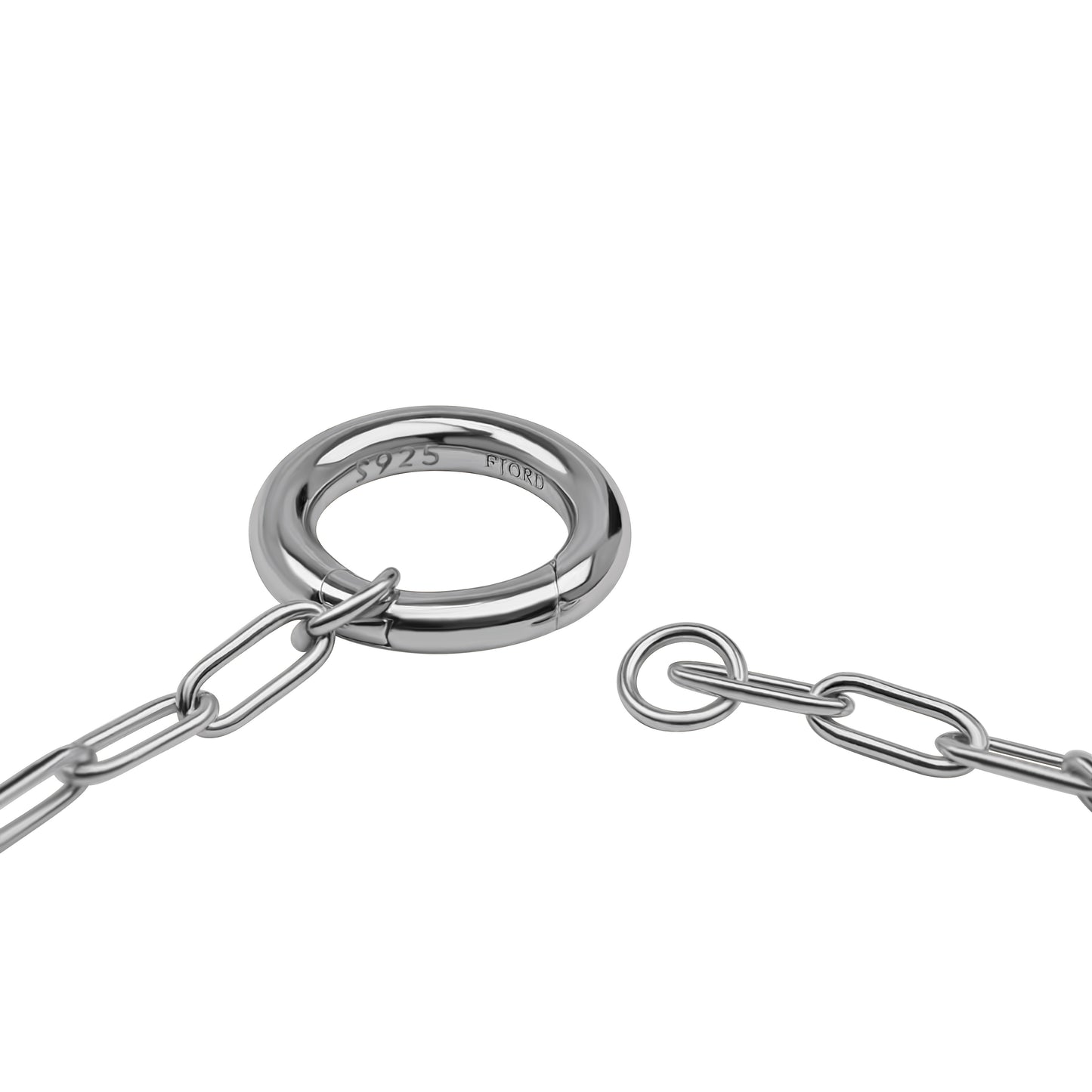 Paperclip Link Clasp Detail - Rhodium-Plated Sterling Silver