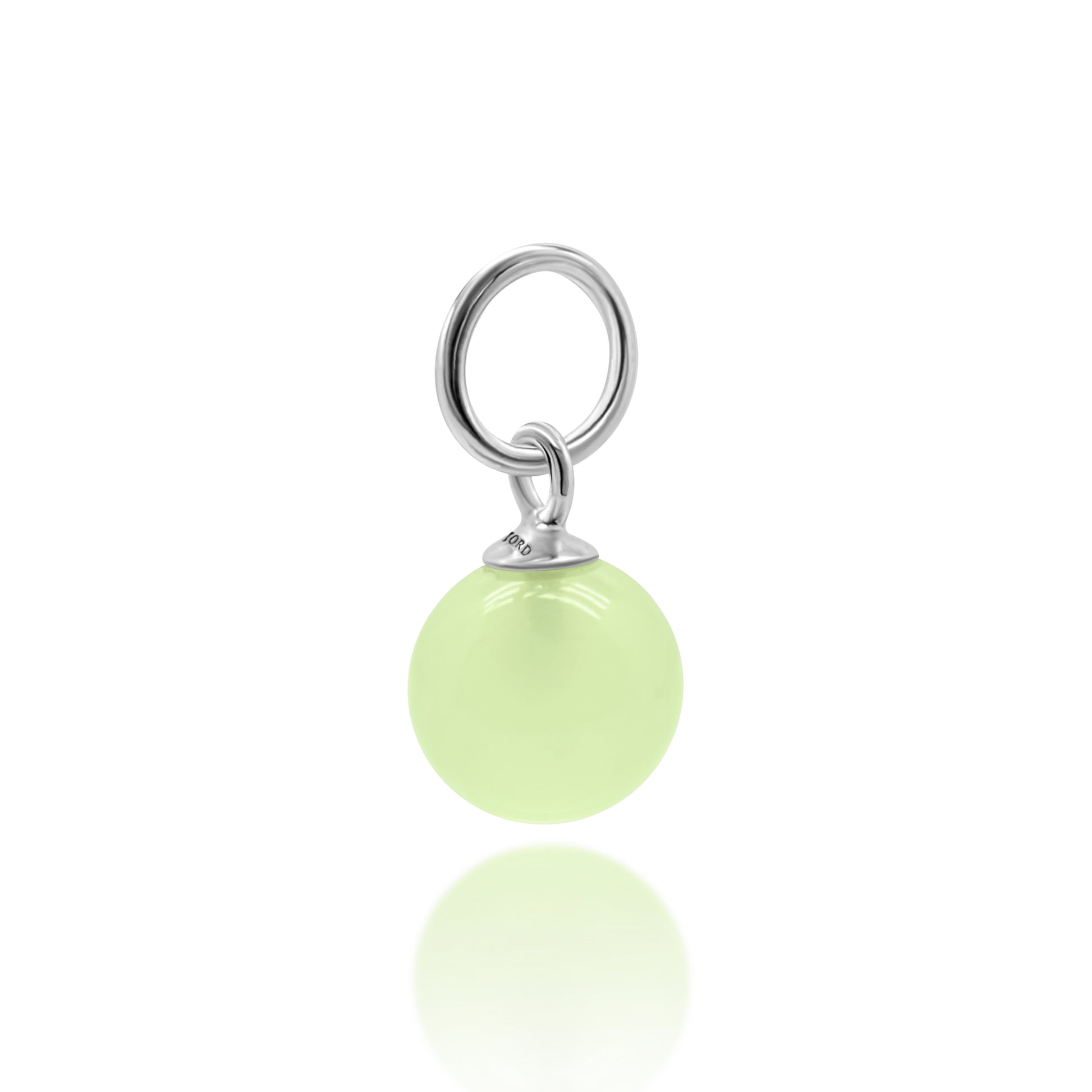 Prehnite stone charm with silver bail