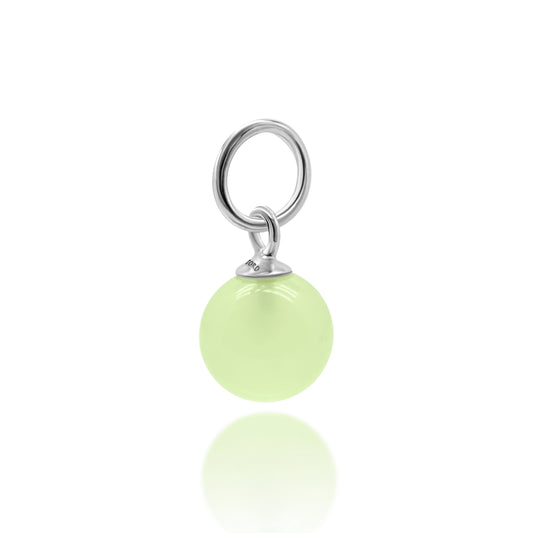 Prehnite stone charm with silver bail