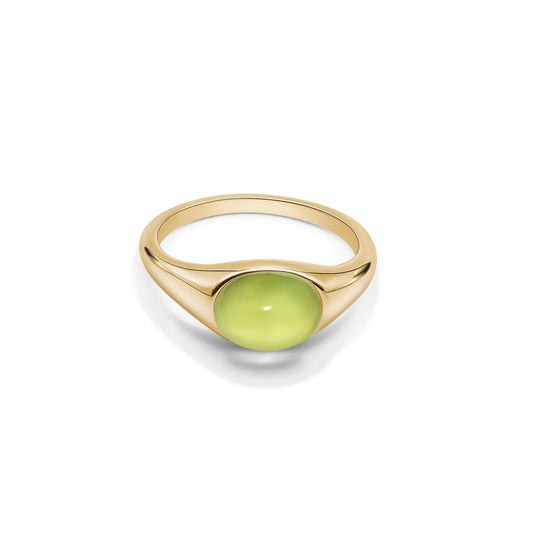 Prehnite Essence Ring | Natural Prehnite with Thick 14k Gold Plating over Sterling Silver