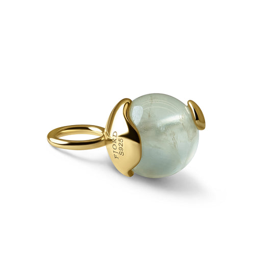 Single Signature Prehnite Charm | 14K Gold Vermeil over Sterling Silver