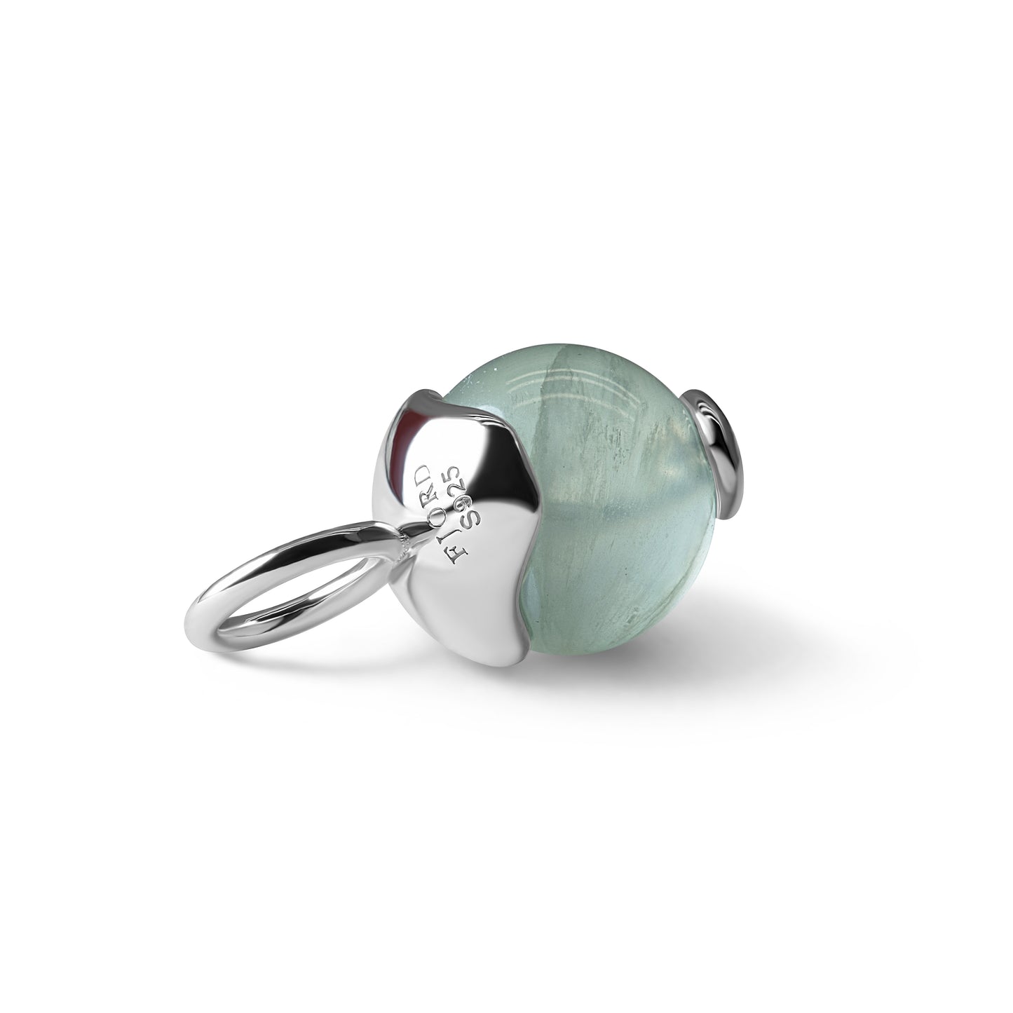Single Signature Prehnite Charm | Rhodium-Plated Sterling Silver