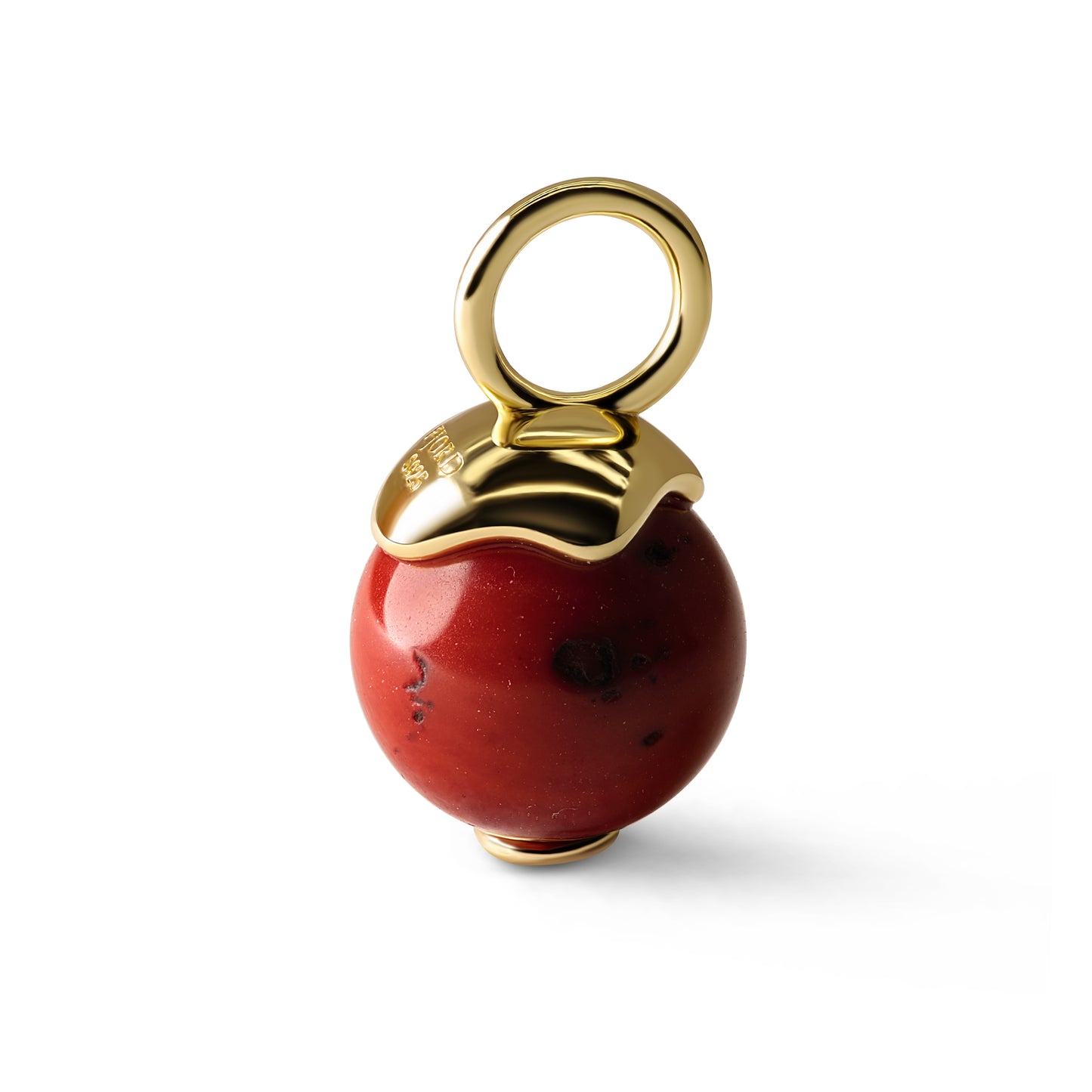Single Signature Red Coral Charm | 14K Gold Vermeil over Sterling Silver