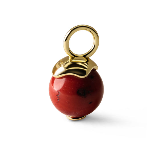 Single Signature Red Coral Charm | 14K Gold Vermeil over Sterling Silver