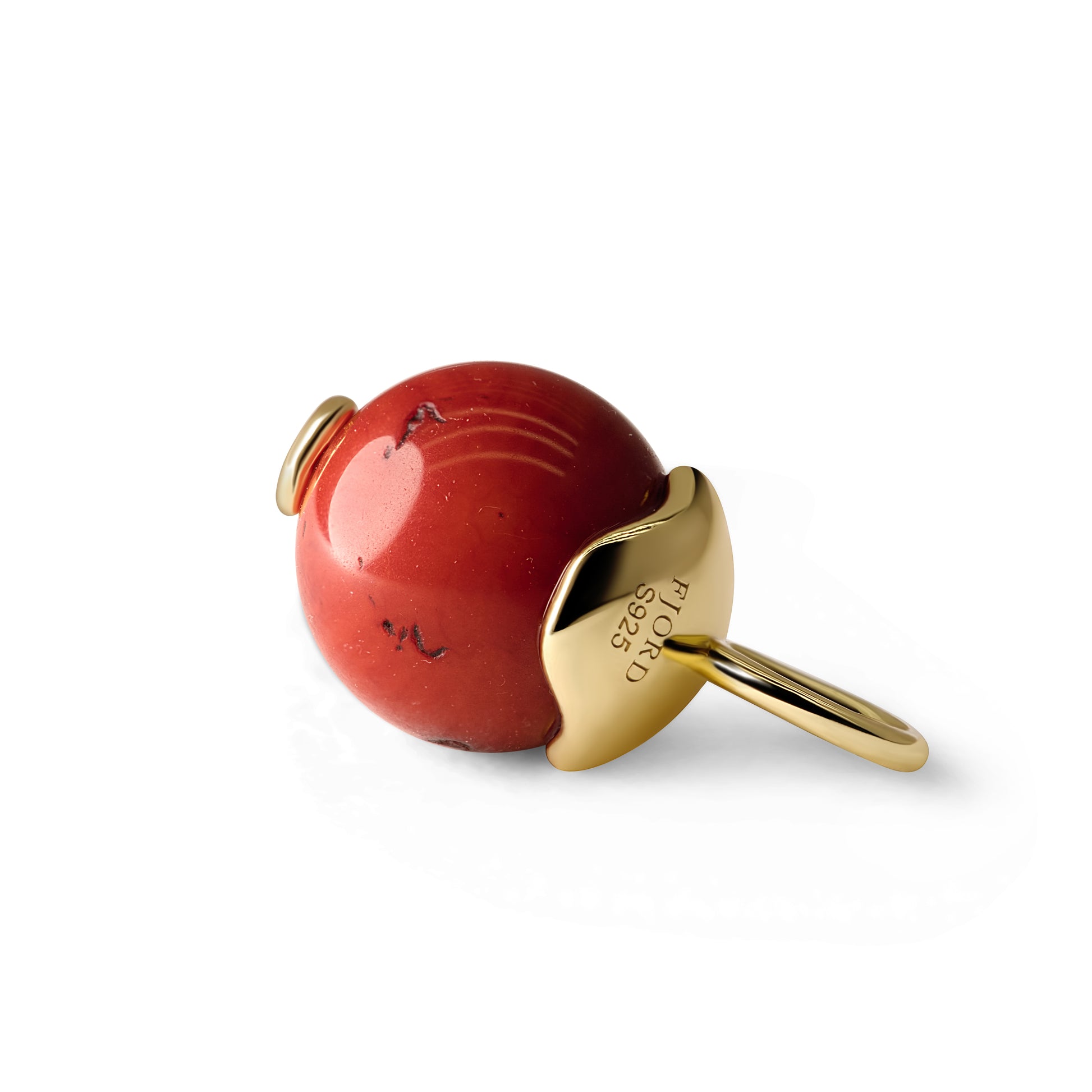 Single Signature Red Coral Charm | 14K Gold Vermeil over Sterling Silver
