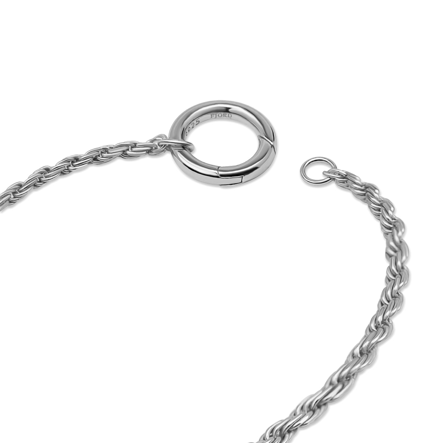 Rope Chain Clasp Details - Rhodium-Plated Sterling Silver