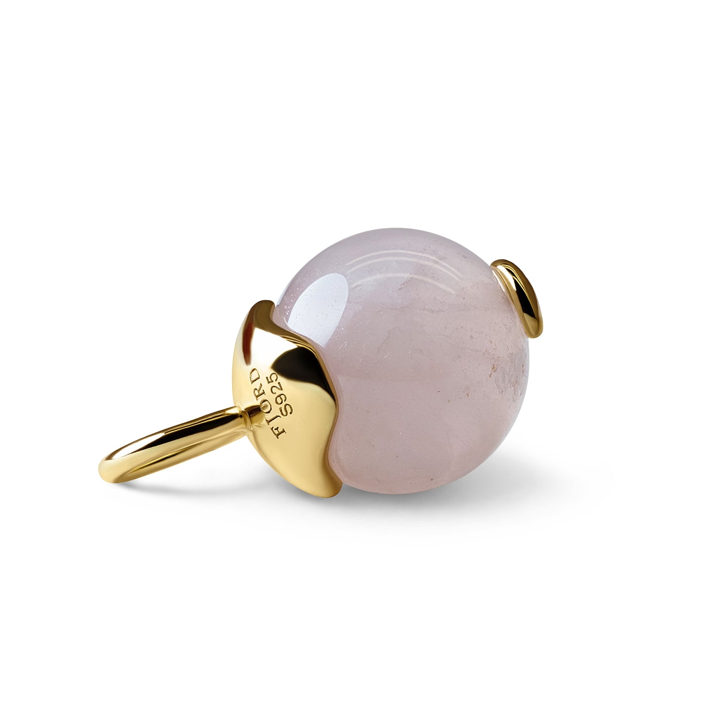 Single Signature Rose Quartz Charm | 14K Gold Vermeil over Sterling Silver