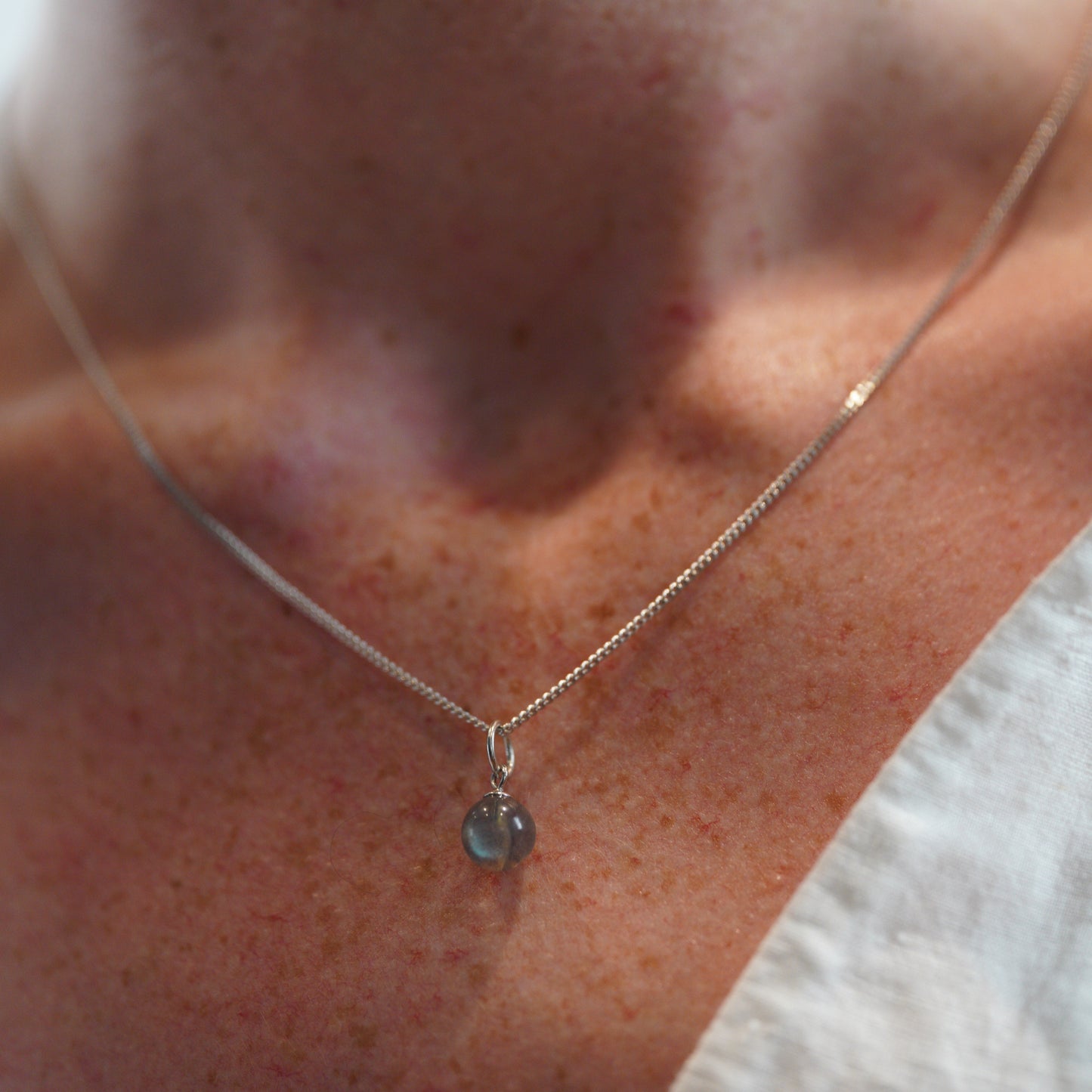 Single Silver Labradorite Charm | Single Modular Charm in Rhodium-Plated Sterling Silver