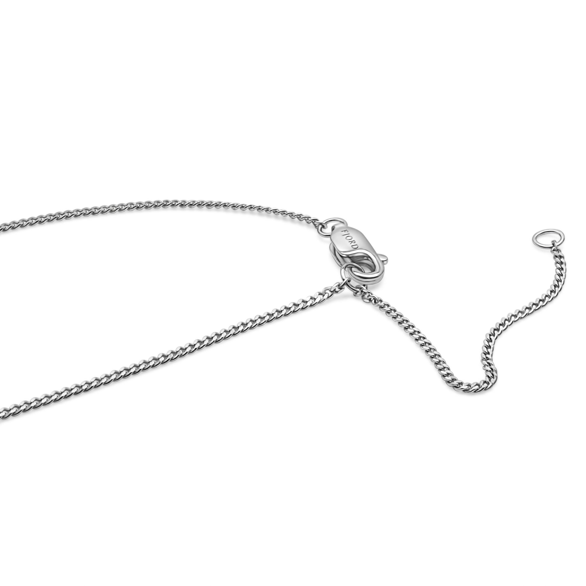Slim sterling silver curb chain necklace featuring a lobster clasp with the Fjord logo tag and a 2-inch extender chain.