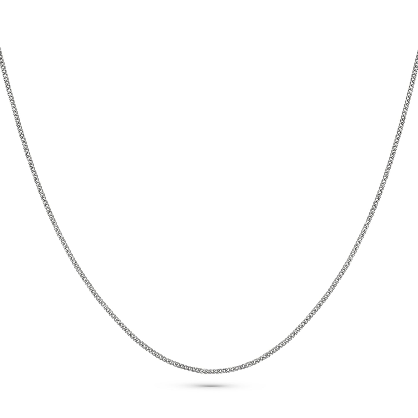 Slim Silver Curb Chain - Necklace in Rhodium-Plated Sterling Silver