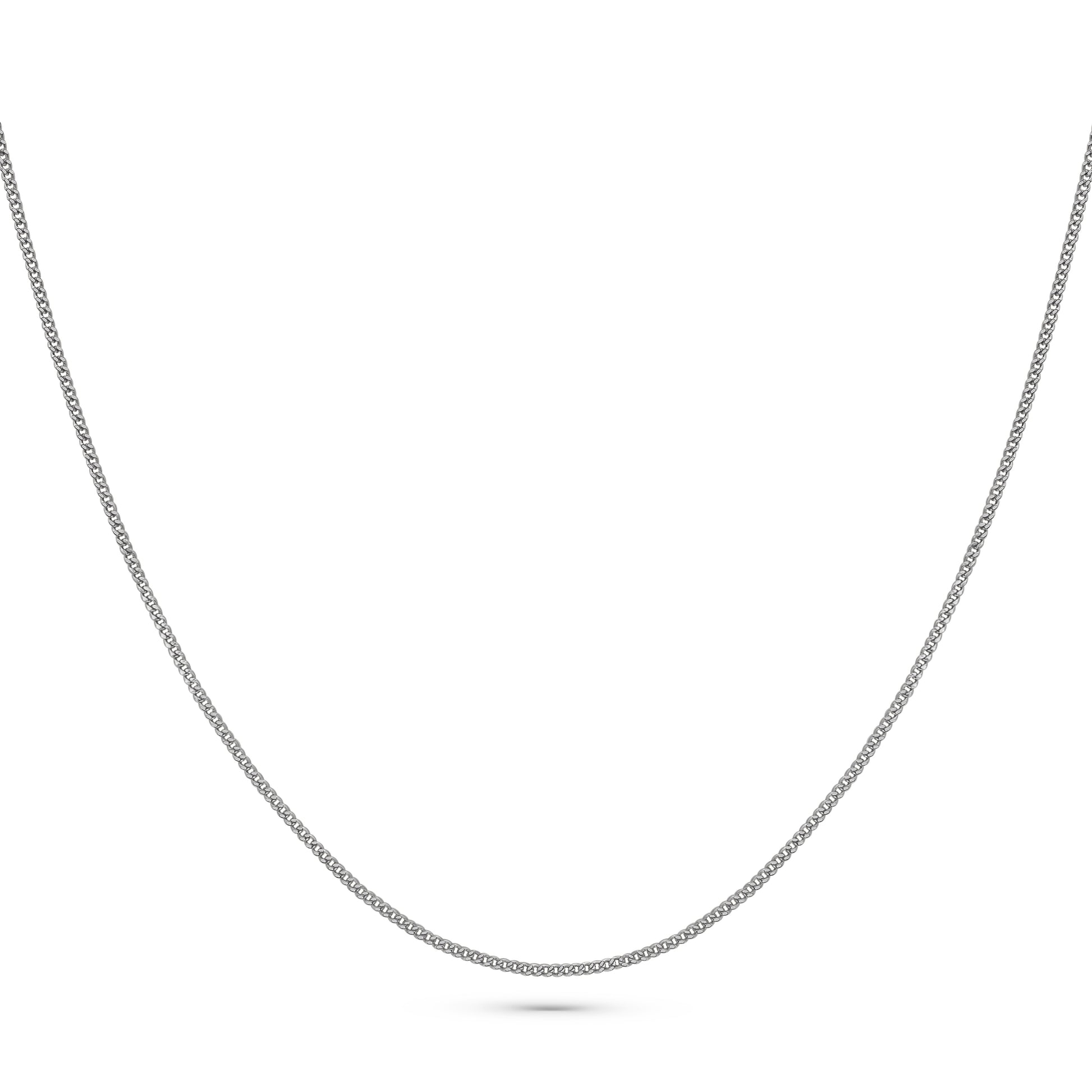 Slim Silver Curb Chain - Necklace in Rhodium-Plated Sterling Silver