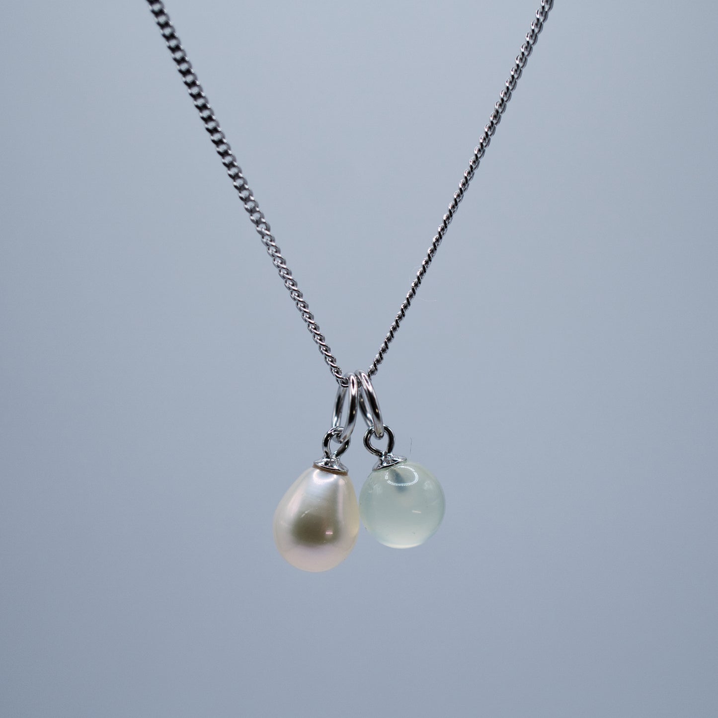 Single Silver Prehnite Charm | Single Modular Charm in Rhodium-Plated Sterling Silver