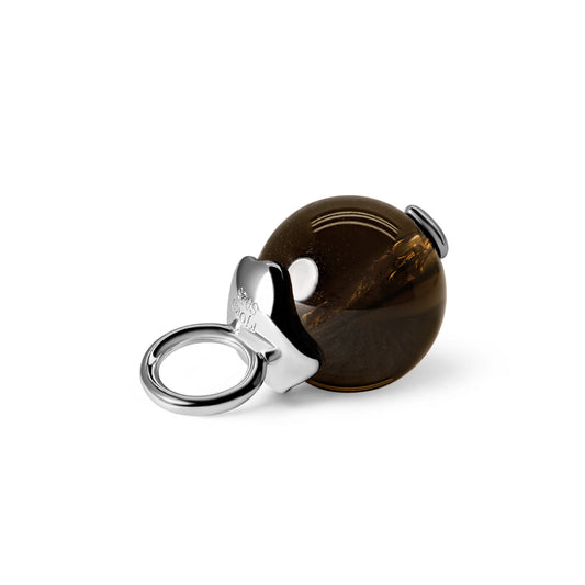 Single Signature Smoky Quartz Charm | Rhodium-Plated Sterling Silver