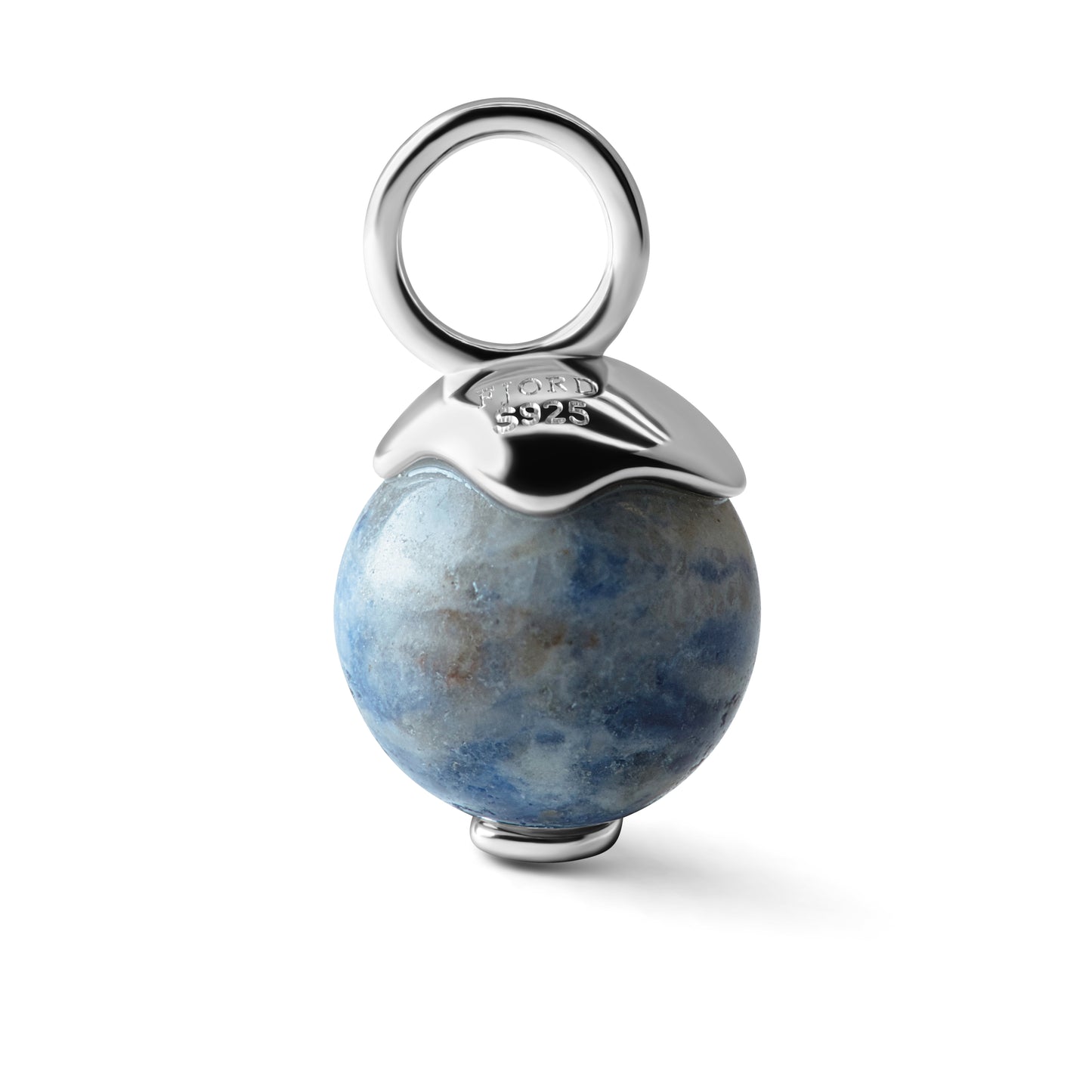 Single Signature Sodalite Charm | Rhodium-Plated Sterling Silver