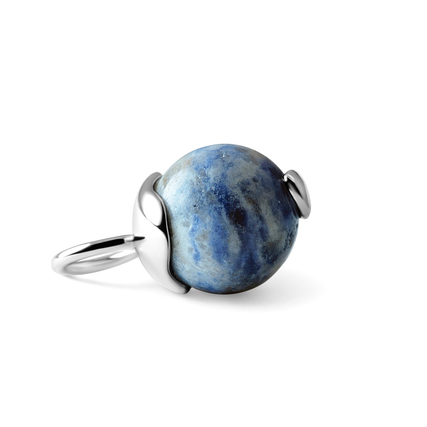 Single Signature Sodalite Charm | Rhodium-Plated Sterling Silver