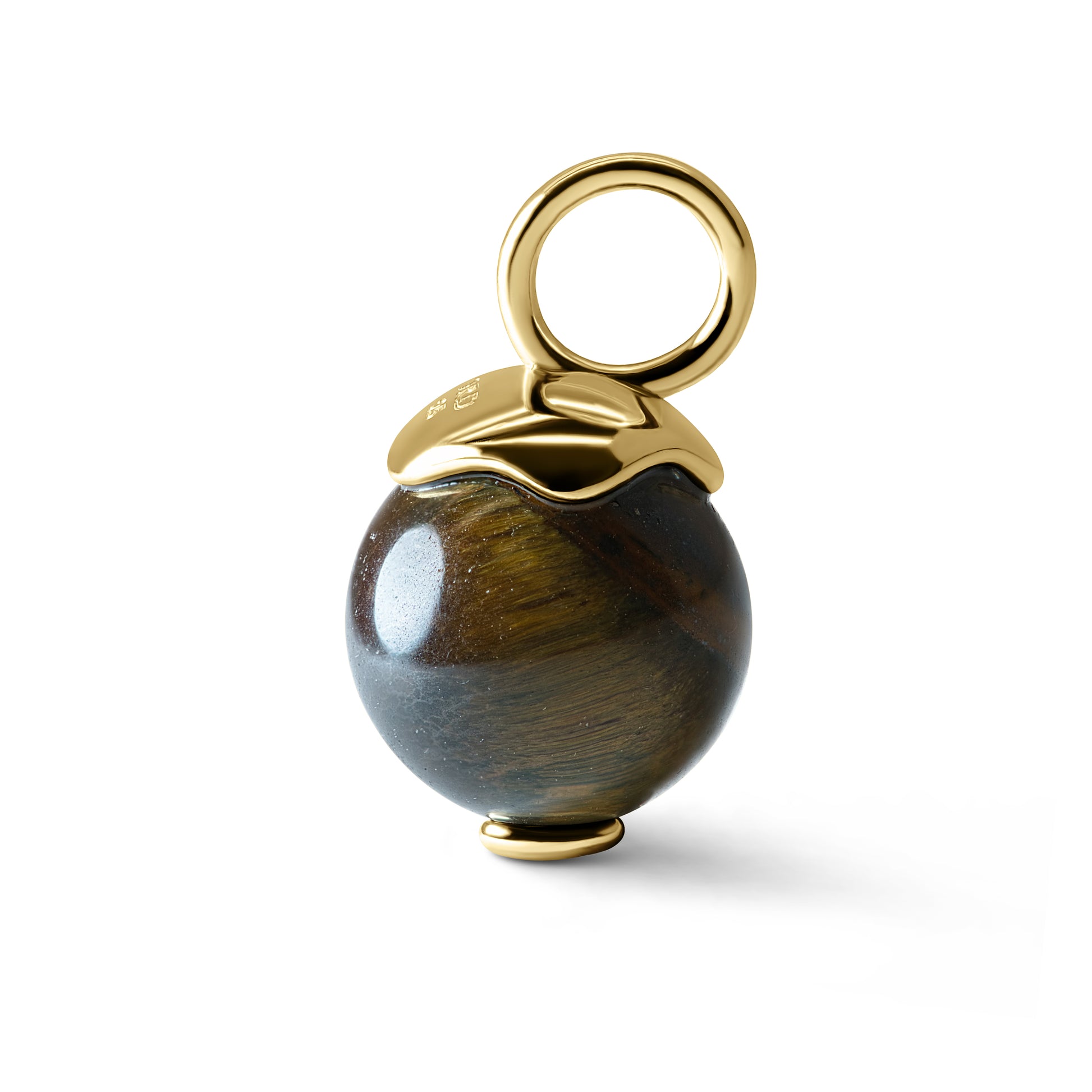 Single Signature Tiger's Eye Charm | 14K Gold Vermeil over Sterling Silver