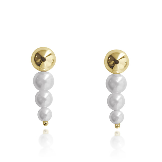 Trio Pearl Drops | 14k Gold-Plated Sterling Silver Modern Pearl Earrings
